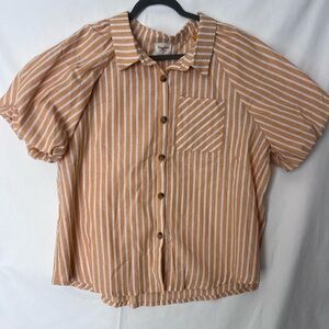 Hayden Yellow and White Striped Blouse NWOT 1X